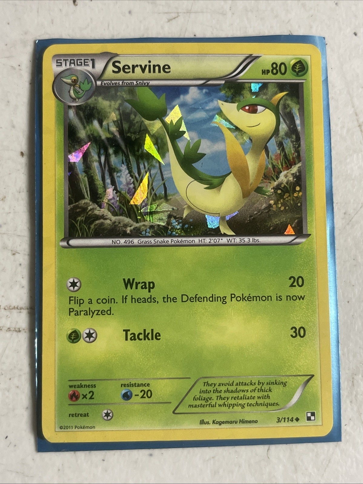 Pokemon Servine 3/114 Black & White Cracked Ice Holo MP
