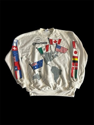 Vintage 1996 Southco Engineering World Flags Sweatshirt Size XL