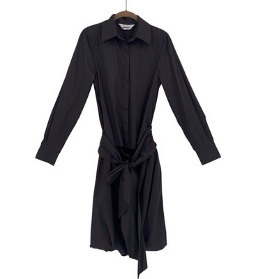 Max Mara Brown Poplin Cotton Shirt Dress With Tie Waist Belt NO SIZE