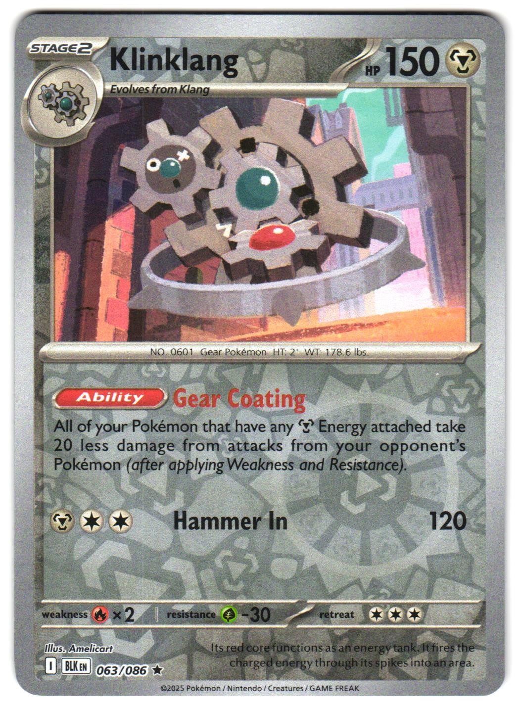 Klinklang 063/086 Reverse Holo SV: Black Bolt English Pokemon NM