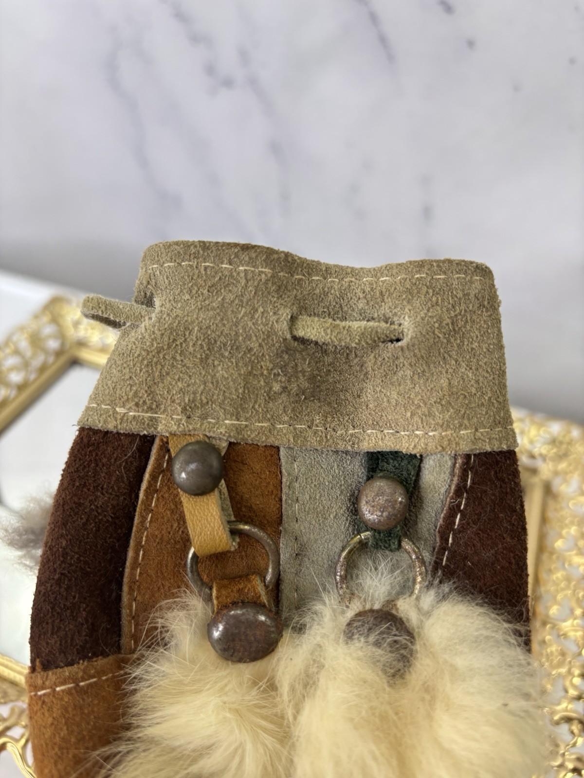 Vintage Native American Wristlet patchwork Leathe… - image 12