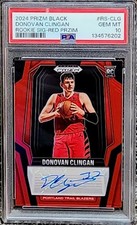 2024-25 Panini Prizm Black Donovan Clingan RC Red Prizm Auto /99 PSA 10 Gem Mt