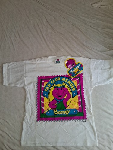 Vtg 90s Barney Dinosaur Fan Club Member HTF Kids 6-8T Toddler T-Shirt Glitter TV