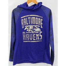 NFL Team Apparel Baltimore Ravens Hoodie Mens Large Purple Raglan Sweatshirt