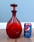 BLENKO Art Glass # 49 Ruby Red PINCHED 10.75" Decanter Bottle Mushroom Stopper