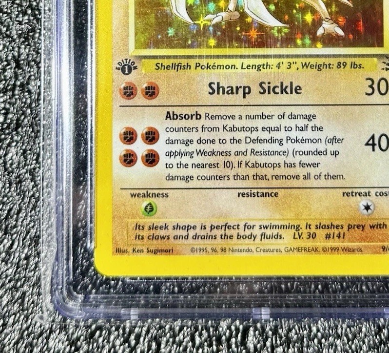 1999 Pokemon 1st Edition Fossil #9 Kabutops Holo Rare CGC 10 GEM