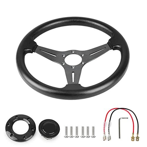 13.8" Racing Steering Wheel Flat Drifting 6 Bolt PU Leather Aluminum Spokes - Bild 2 von 9