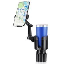 2-in-1 Cup Holder Cell Phone Holder,Adjustable 360° Rotation Universal Phone ...