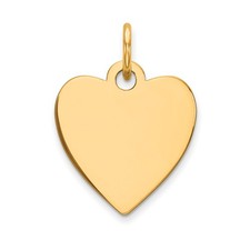 14k Yellow Gold Heart Pendant Charm for Women Engravable Polished Minimalist Jew