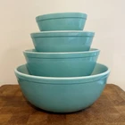 Vintage Pyrex Turquoise Mixing Bowl Set 4pc 401,402,403,404