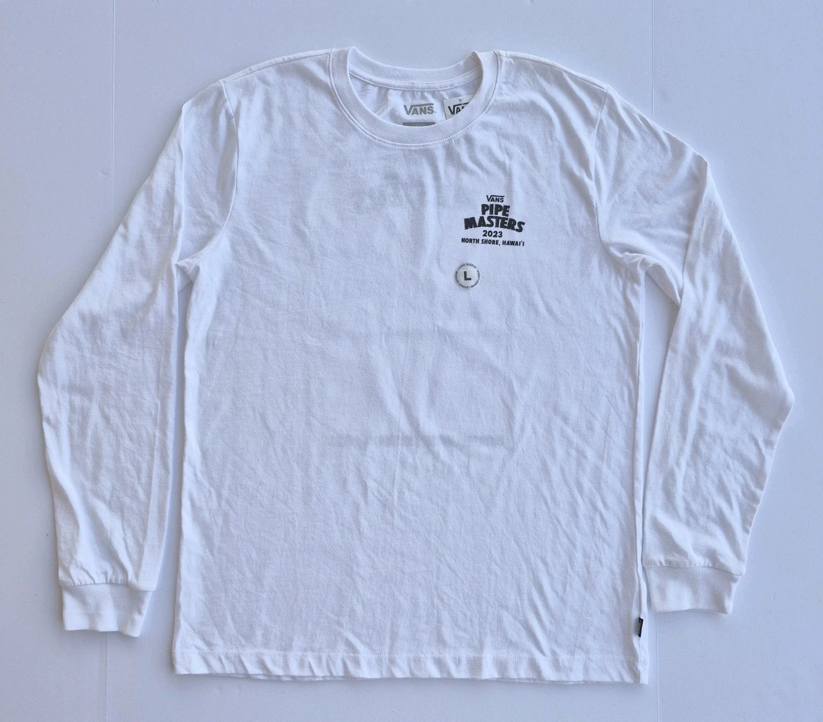 Vans Pipe Masters 2023 North Shore Hawaii Long Sleeve White T-Shirt Men's Size L