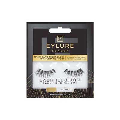 Eylure London Falsche Wimpern Schwarz Lash Illusion Faux Mink 301