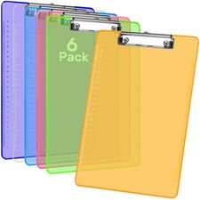 Plastic Clipboards A4/Letter Size 8.5x11 Clear Colored Clip Boards Hanging Ha...