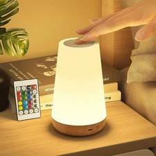 13 Color Changing LED Night Light Remote Touch RGB Bedside Lamp USB Rechargeable