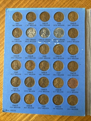 Lincoln Wheat/Memorial Penny Cent Collection Whitman Album 1941 - 1974 81 Coins - Picture 2 of 6