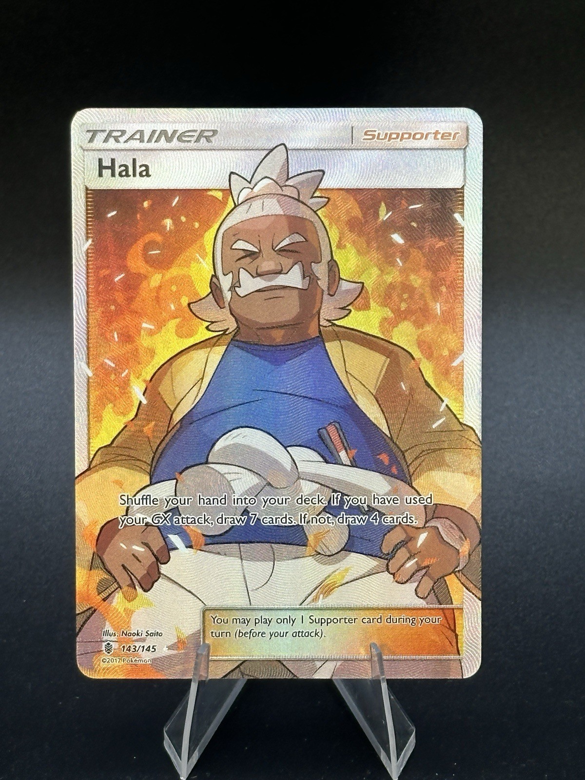 Pokemon TCG Hala 143/145 Full Art SM Guardians Rising Holo NM Near Mint