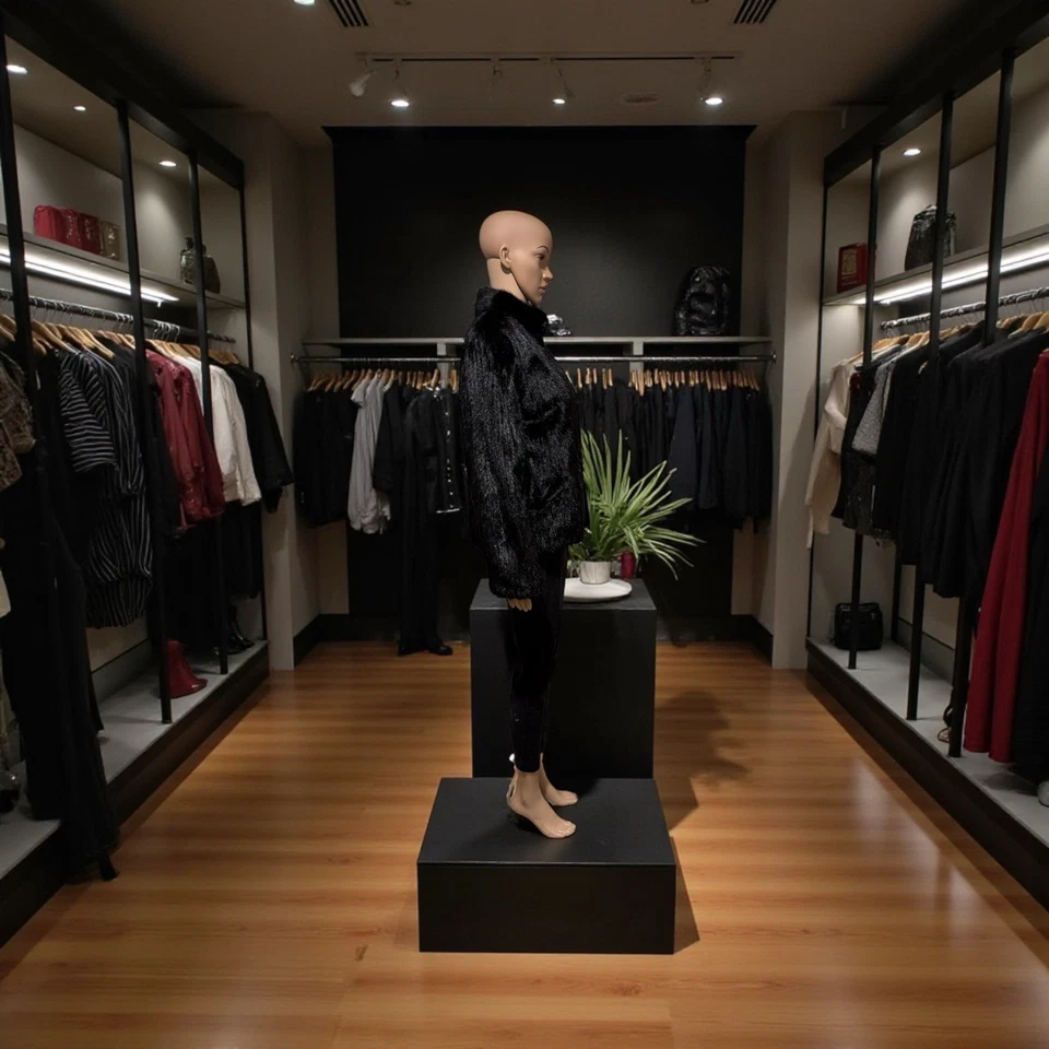 Chaqueta bomber visón negra corte pana para dama Foto 4 de 4