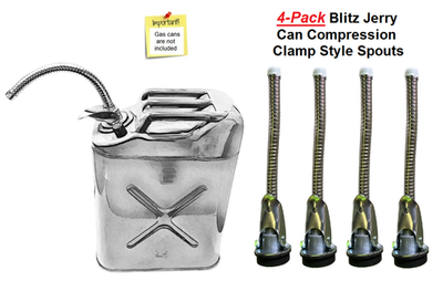 4-Pk BLITZ METAL USMC SPOUT Jerry Can Nozzle Style Compression