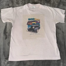 VTG Rod Custom AMERICRUISE 1994 Peoria Illinois Graphic Pink Shirt Youth Sz L