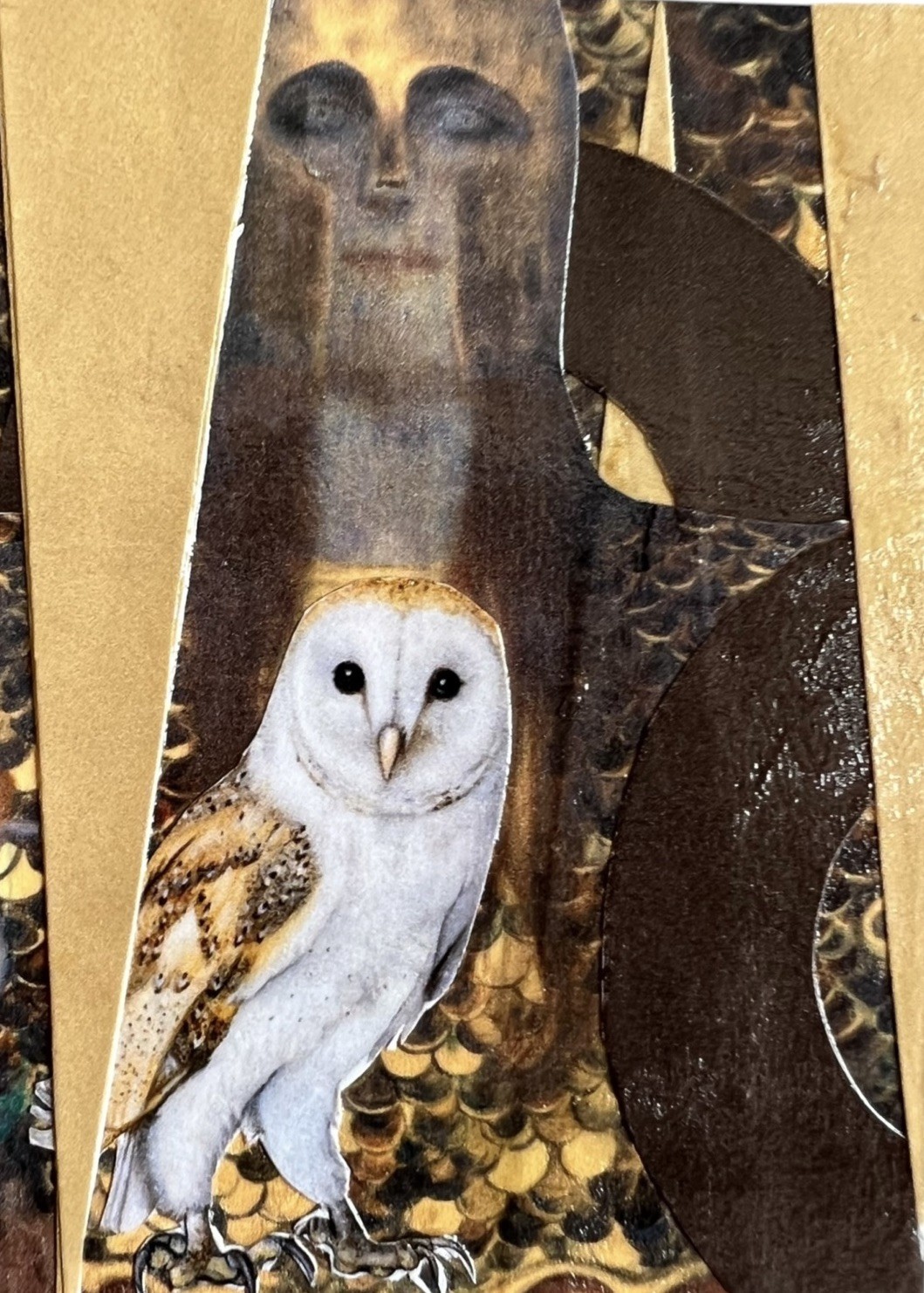 Athena ACEO Original Collage OOAK Hand Cut Goddess Mythology Owl Bird Woman ATC
