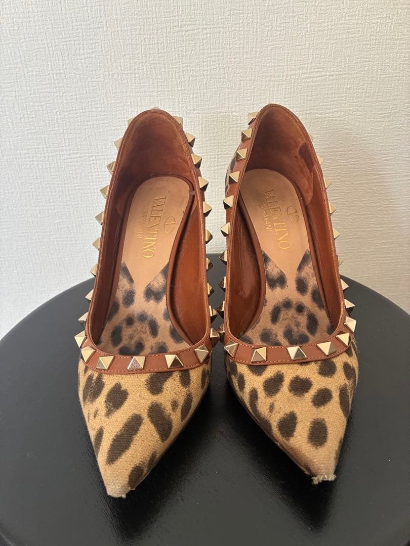 Valentino Garavani Pumps Heel Studded Leopard Brown EU34/US4 116191c