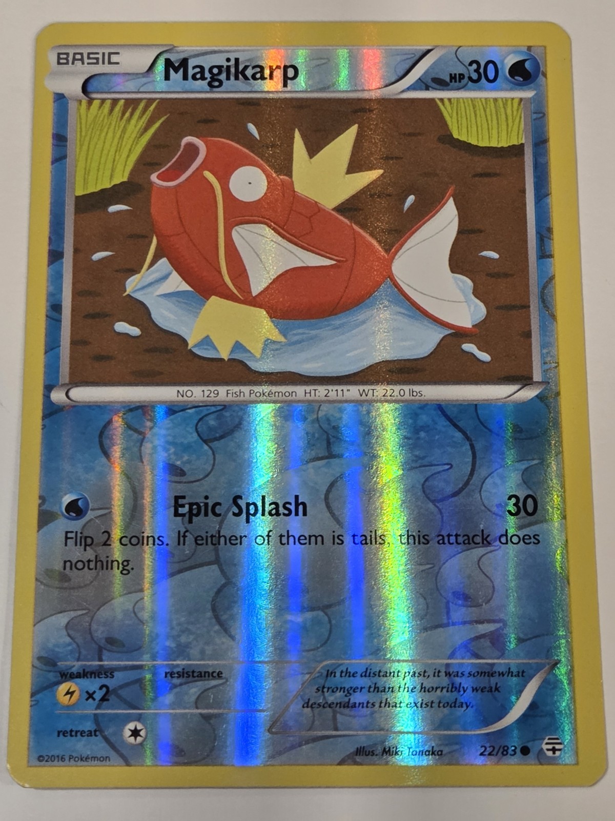 Pokemon TCG Magikarp Reverse Holo 22/83 Generations XY 2016 Near Mint Condition