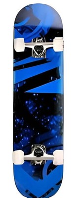 Skateboard Deck Funboard Holzboard 80x20cm Ahornholz - blau - Karos - ohne LED