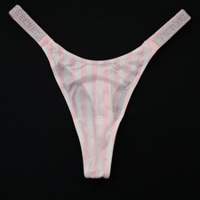 Victoria's Secret Tanga Panty Muy Sexy Satén Logo Brillo Correa RAYAS S M L XL