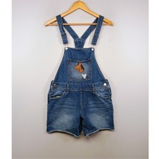 Western Cowgirl Levi's Girls L Blue Horse Patch Distressed Denim Shortalls 8056