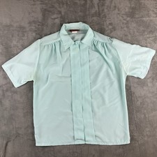 Vintage Worthington Teal Green S/S Blouse w Concealed Front Button Down Size 6P