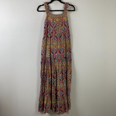 CHUFY Modi Maxi Dress In Deena Amber Size Large Cotton Silk Blend Smock