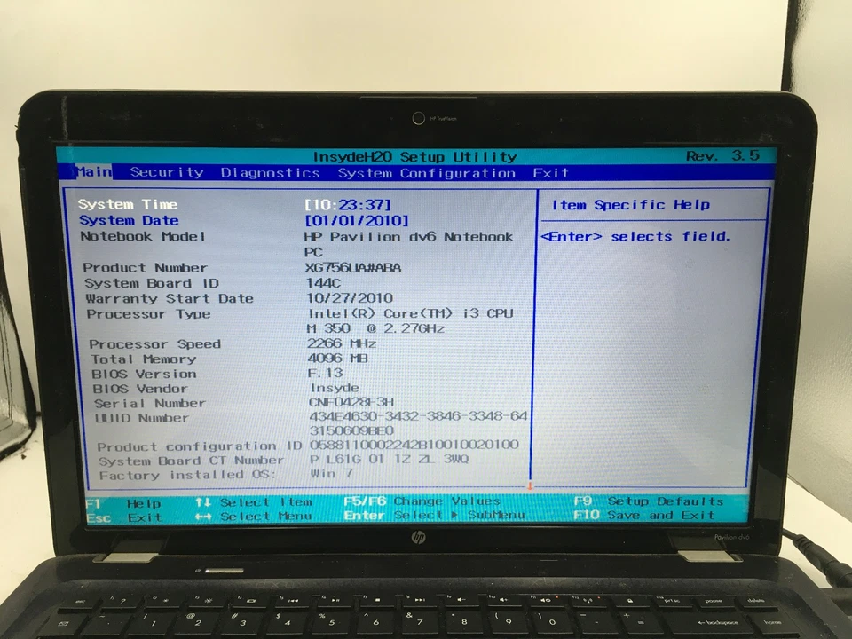 HP PAVILION DV6 - BOOTS TO BIOS - INTEL CORE I3 - 4GB RAM - 16" -READ DESCRIP-BB - Image 2 of 4