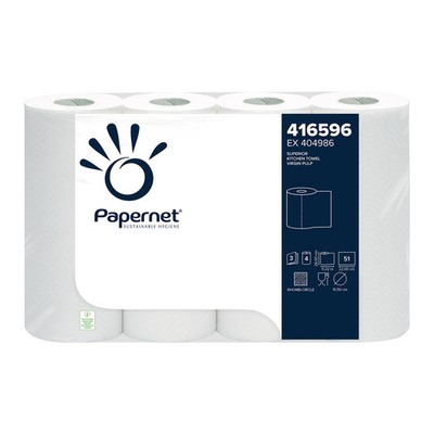 Papernet Küchenrolle 416596, 4 Rollen, 3-lagig - Karton  | Karton (8 Packungen)