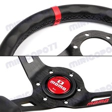 Red Line 350mm Racing Steering Wheel Microfiber Leather For Red Jdm Hub X1
