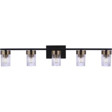 Craftmade 11835FBSB5 Bond Street Bathroom Vanity Light Flat Black/Satin Brass