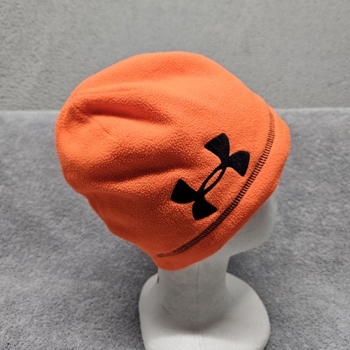 Under Armour Coldgear Fleece Beanie Blaze Orange Skull Hat Hunt Hunting OSFM - Picture 2 of 17