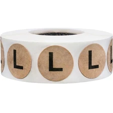 InStockLabels.com Natural Kraft Circle Large L Clothing Size Stickers for Ret...