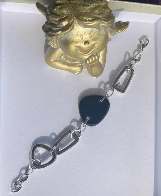  Schmuck Pierre Lang Armband  Gesamtlänge 20 cm silber / schwarz  w. NEU - Bild 3 von 3