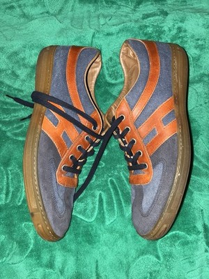 Vintage HTF Hogans Shoes 8.5 Blue Denim And Brown Leather
