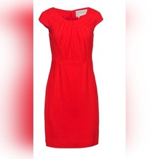 Kate Spade Red Short Sleeve Pleated Neckline Sheath Lined Dress Size 0
