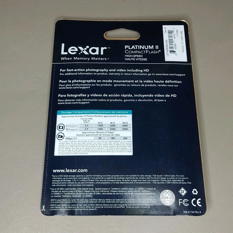 Lexar Platinum II 16 GB CompactFlash I Card OEM (LCF16GBSBNA200) - Image 2 of 4