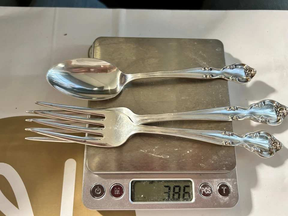 Cubiertos de ley GORHAM.  PASCUA, PATRÓN CLÁSICO AMERICANO, TRES PIEZAS Foto 4 de 4