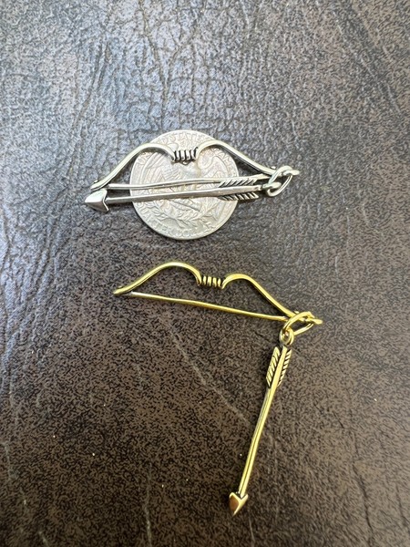 Alternate view of Real 925 Silver 14k Gold Plated Bow Arrow Cupid Pendant Necklace Charm