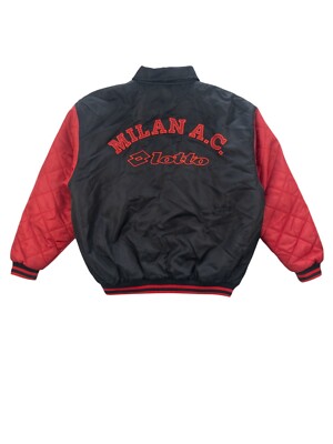 RARE Vintage 90s Lotto Milan AC XS Filled Calcio Jacket Winter Warm-Up Football