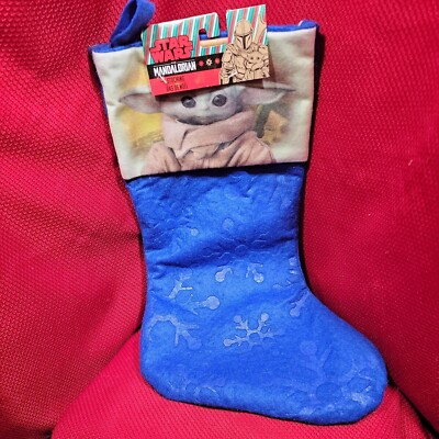 16'' baby YODA Star Wars Mandalorian the child CHRISTMAS STOCKING blue felt nwt