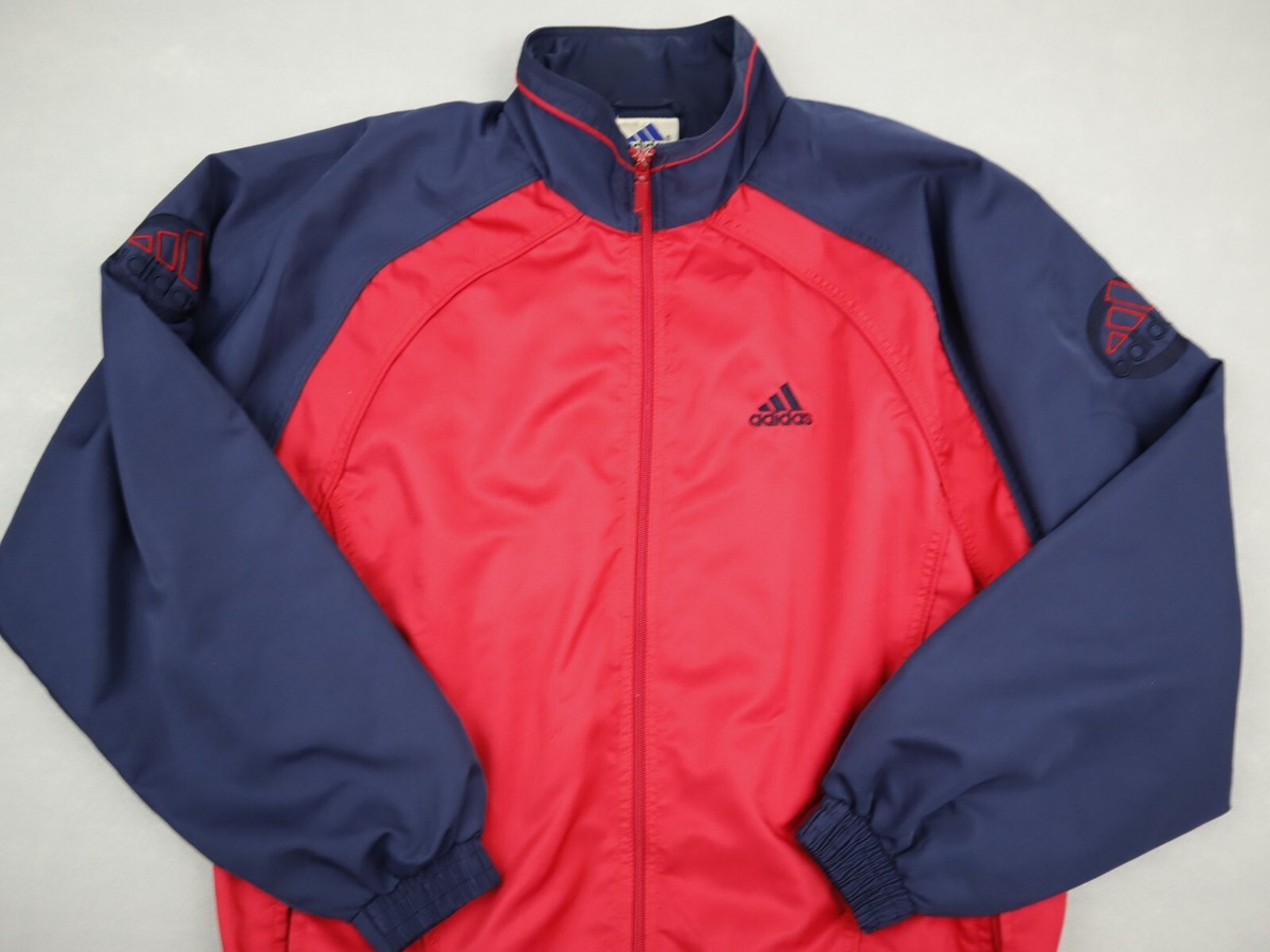 Vintage Adidas Track Jacket Men 2XL Red Blue Zip Windbreaker Vintage Adidas Track Jacket Men 2XL Red Blue Zip Windbreaker