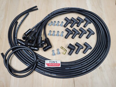 Ton's 90* B Ceramic 8mm Spark Plug Wire Kit Set High Temperature Silicone v8 HEI