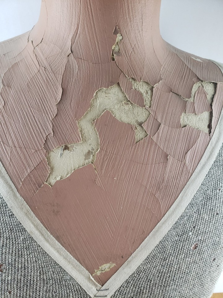 Antique 19th Century Mannequin HalfBody Torso Mache Over Cardboard