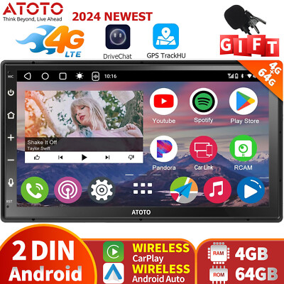 ATOTO A6PL 7'' Double Din Car Stereo 4G+64G 4G-SIM GPS Track Navigation 2BT Radio