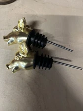 Set of 2 Whistlepig Piggyback Gold Pig Snout Pour Spouts Rye Whiskey Unused